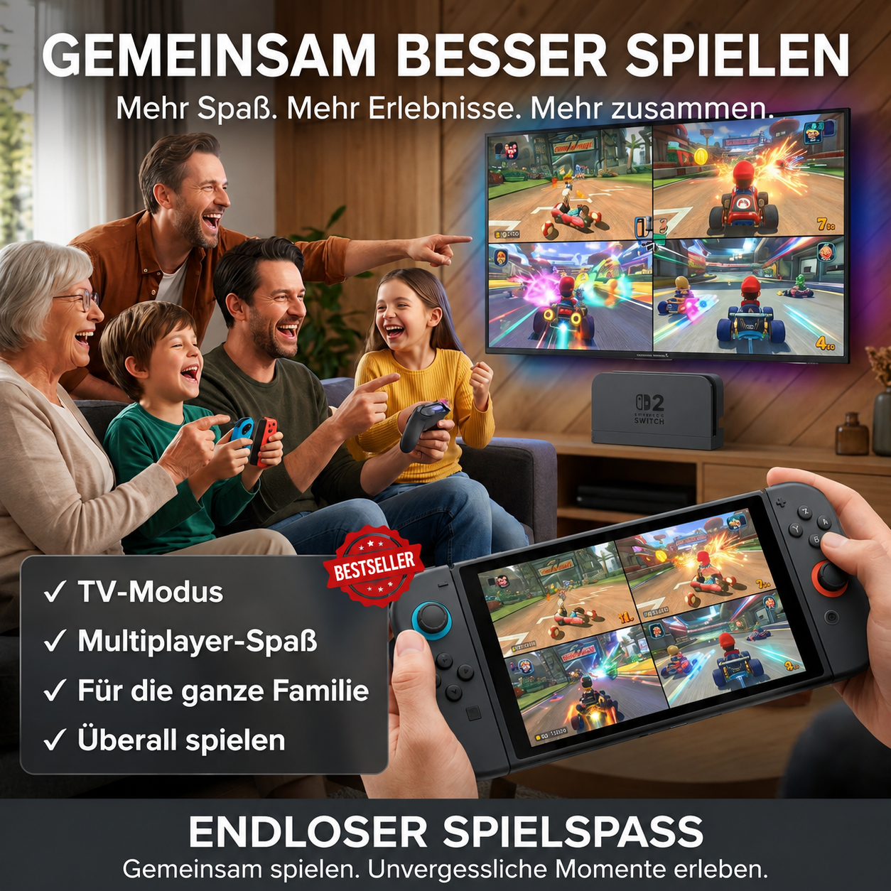 Handheld-Konsole | HD-Display | Perfekt für Freizeit & Familienspaß
